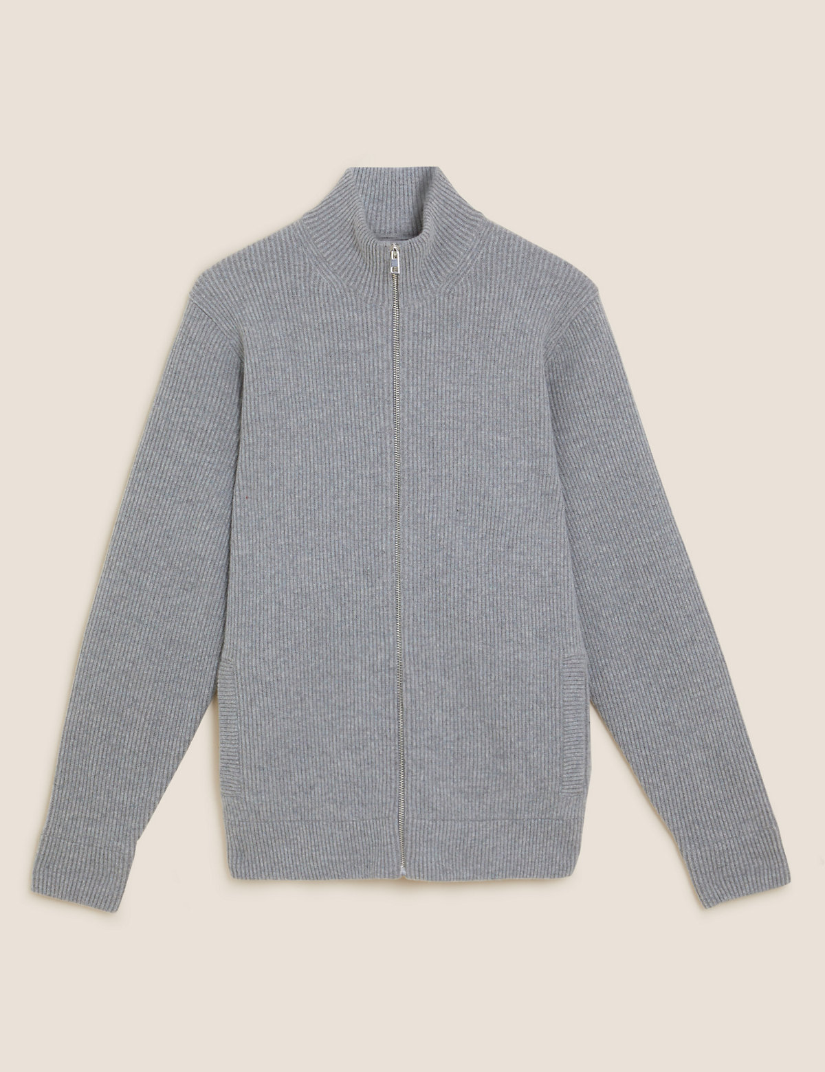 Wool Funnel Neck Knitted Jacket