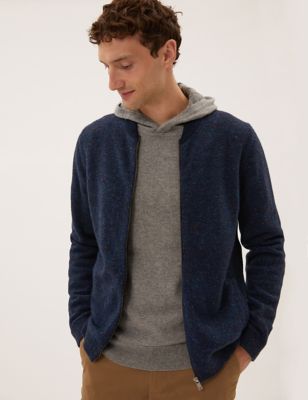 

Mens M&S Collection Lambswool Bomber Jacket - Navy Mix, Navy Mix