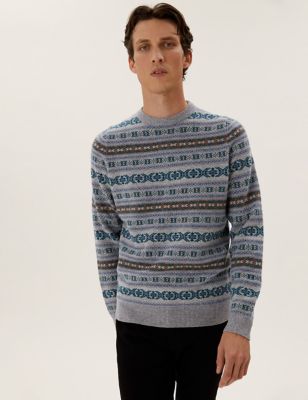 

Mens M&S Collection Pure Extra Fine Lambswool Fair Isle Jumper - Neutral, Neutral