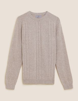 M&S Mens Pure Extra Fine Lambswool Cable Jumper