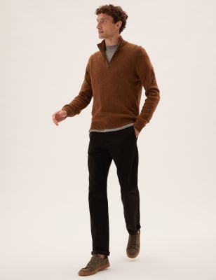 

Mens M&S Collection Aus Lammwolle mit halbem Reißverschluss - Chestnut, Chestnut