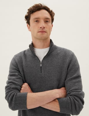 

Mens M&S Collection Lambswool Half-Zip - Slate, Slate