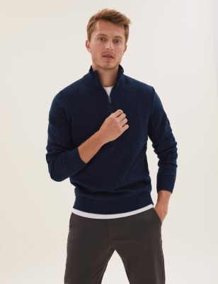 

Mens M&S Collection Lambswool Half-Zip - Indigo, Indigo