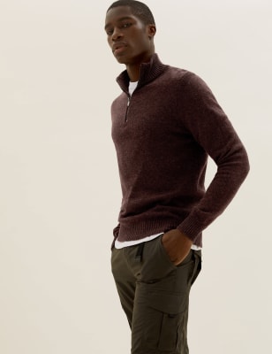 

Mens M&S Collection Lambswool Half-Zip - Burgundy, Burgundy