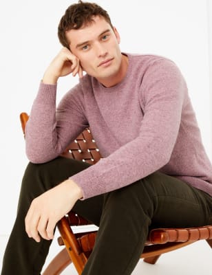 Mens lambswool crew hot sale neck sweaters