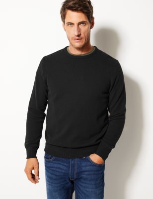  Pull en laine d'agneau extra-fine à encolure ronde - Black