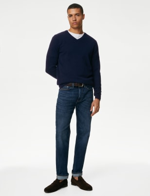 

Mens M&S Collection Pure Extra Fine Lambswool V-Neck Jumper - Navy, Navy