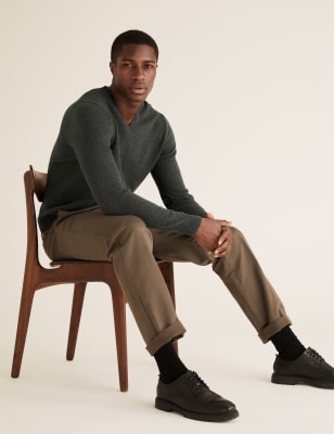 

Mens M&S Collection Pullover mit V-Ausschnitt aus besonders feiner, reiner Lammwolle - Khaki Mix, Khaki Mix