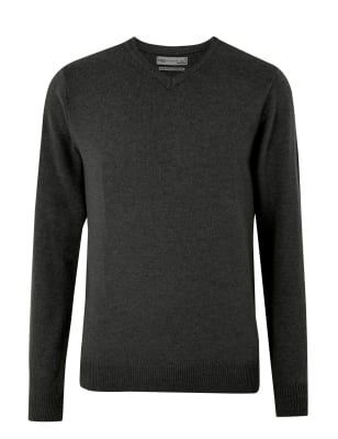 

Mens M&S Collection Pure Extra Fine Lambswool V-Neck Jumper - Charcoal, Charcoal