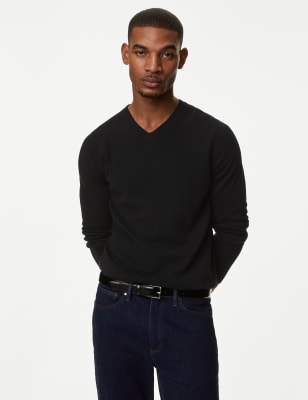 M&s mens v 2025 neck jumpers