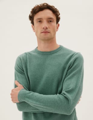 

Mens M&S Collection Pure Extra Fine Lambswool Crew Neck Jumper - Sage, Sage