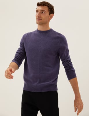 

Mens M&S Collection Pure Extra Fine Lambswool Crew Neck Jumper - Deep Purple, Deep Purple