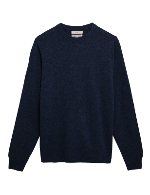 

Mens M&S Collection Pure Extra Fine Lambswool Crew Neck Jumper - Navy, Navy