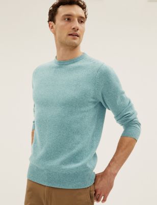

Mens M&S Collection Pure Extra Fine Lambswool Crew Neck Jumper - Green, Green