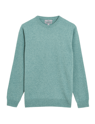 

Mens M&S Collection Pullover mit Rundhalsausschnitt aus besonders feiner, reiner Schurwolle - Green, Green