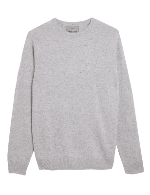 

Mens M&S Collection Pullover mit Rundhalsausschnitt aus besonders feiner, reiner Schurwolle - Oatmeal, Oatmeal
