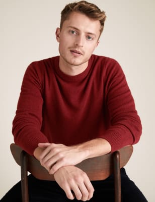 

Mens M&S Collection Pure Extra Fine Lambswool Crew Neck Jumper - Brick, Brick
