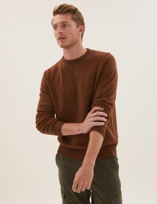 

Mens M&S Collection Pure Extra Fine Lambswool Crew Neck Jumper - Chestnut, Chestnut