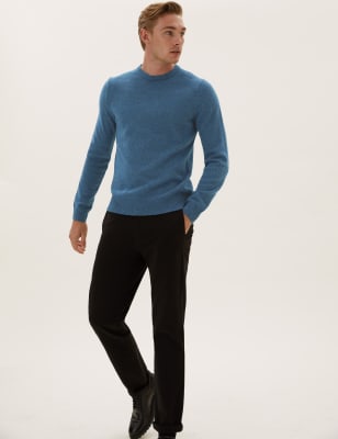 

Mens M&S Collection Pullover mit Rundhalsausschnitt aus besonders feiner, reiner Schurwolle - Mid Blue, Mid Blue