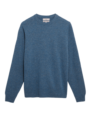 

M&S Collection Jersey 100% lana lambswool extrafina con escote cerradoMens - Mid Blue, Mid Blue