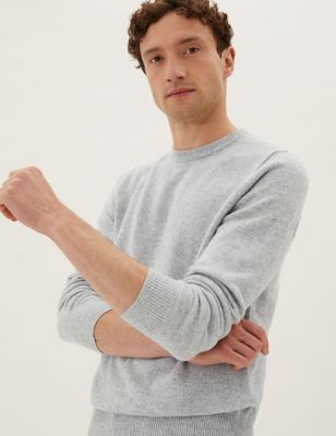 

Mens M&S Collection Pure Extra Fine Lambswool Crew Neck Jumper - Light Grey, Light Grey