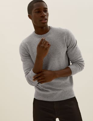 

Mens M&S Collection Pure Extra Fine Lambswool Crew Neck Jumper - Medium Grey, Medium Grey