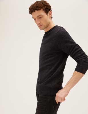 

Mens M&S Collection Pure Extra Fine Lambswool Crew Neck Jumper - Charcoal, Charcoal