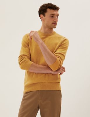 

Mens M&S Collection Pure Extra Fine Lambswool Crew Neck Jumper - Mustard, Mustard