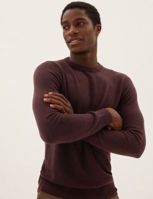 

Mens M&S Collection Pure Extra Fine Lambswool Crew Neck Jumper - Burgundy, Burgundy