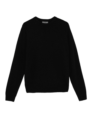 

Mens M&S Collection Pullover mit Rundhalsausschnitt aus besonders feiner, reiner Schurwolle - Black, Black