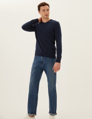 

Mens M&S Collection 2er-Pack Pullover mit Rundhalsausschnitt aus reiner Lammwolle - Navy, Navy