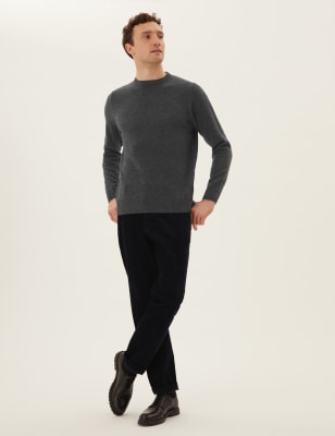 

Mens M&S Collection 2er-Pack Pullover mit Rundhalsausschnitt aus reiner Lammwolle - Charcoal, Charcoal