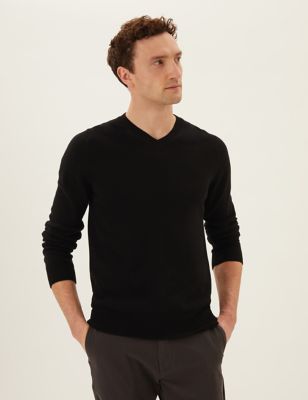 M&S Mens 2 Pack Pure Lambswool V-Neck Jumpers