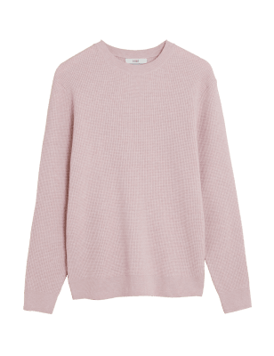 

Mens M&S Collection Cotton Blend Textured Crew Neck Jumper - Pink, Pink
