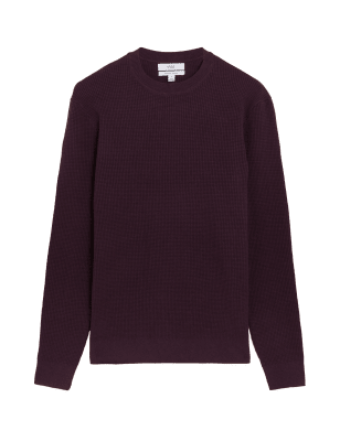 

M&S Collection Jersey con escote cerrado texturizado con algodónMens - Wine, Wine