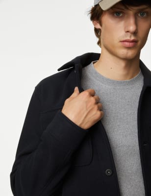 

M&S Collection Jersey con escote cerrado texturizado con algodónMens - Grey, Grey