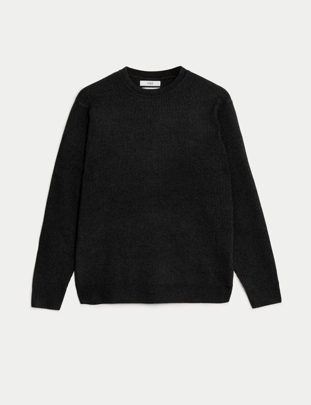 Cotton Blend Textured Crew Neck Jumper image 2