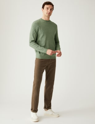

Mens M&S Collection Cotton Blend Textured Crew Neck Jumper - Fresh Green, Fresh Green