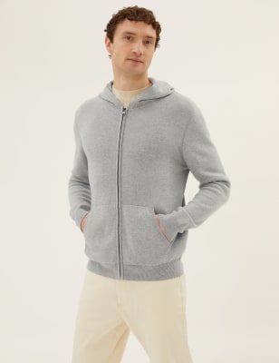 DE PUNTO CON CREMALLERA SUDADERA CON CAPUCHA Gris / Light Grey