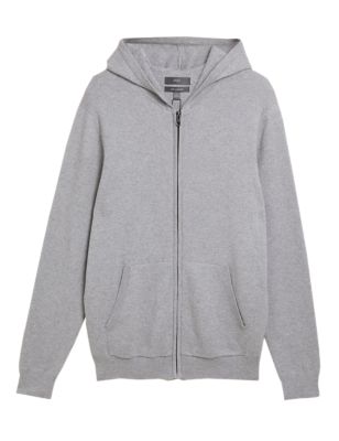 M&S Mens Cotton Rich Knitted Hoodie With Cashmere