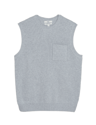 

Mens M&S Collection Cotton Blend Sleeveless Crew Neck Jumper - Grey, Grey