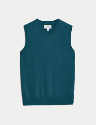 

Mens M&S Collection Pure Cotton Sleeveless Jumper - Teal, Teal