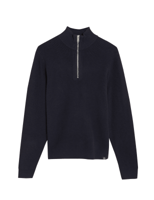 

Mens M&S Collection Strukturierter Pullover aus Baumwollmischung - Navy, Navy