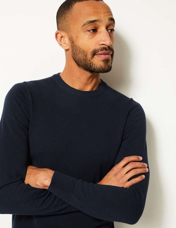 Pure Cotton Crew Neck Jumper