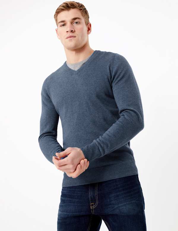Pure Cotton V-Neck Jumper