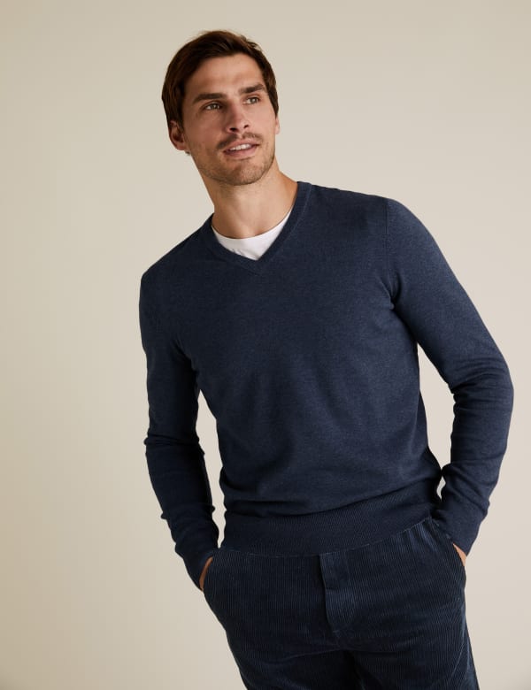 Pure Cotton V-Neck Jumper