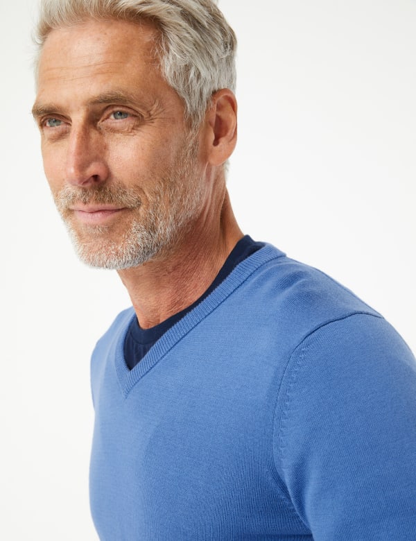 Pure Cotton V-Neck Jumper