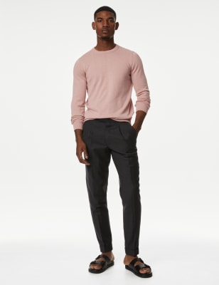 

Mens M&S Collection Pullover aus reiner Baumwolle mit Rundhalsausschnitt - Pale Mauve, Pale Mauve
