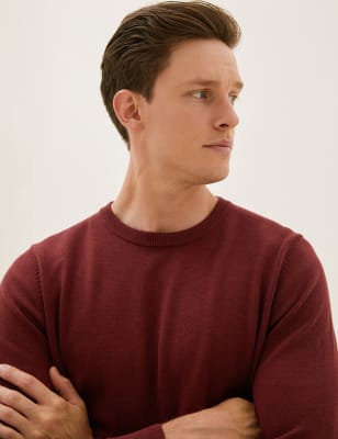 

Mens M&S Collection Pure Cotton Crew Neck Jumper - Red, Red