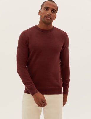 

Mens M&S Collection Pure Cotton Crew Neck Jumper - Medium Red, Medium Red